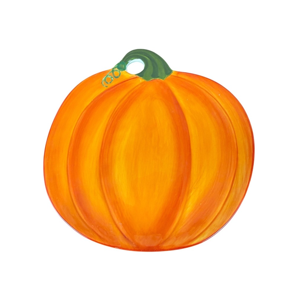 Set‎ of FOUR (4) MESA International 8" Orange Ceramic Pumpkin Plates